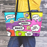 AL Comic Nurse Large Leather Tote Bag