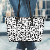 Cats White Large Leather Tote Bag