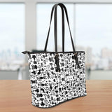 Cats White Large Leather Tote Bag