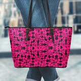 Cats Pink Small Leather Tote Bag