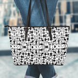 Cats White Small Leather Tote Bag