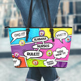 AL Comic Nurse Small Leather Tote Bag